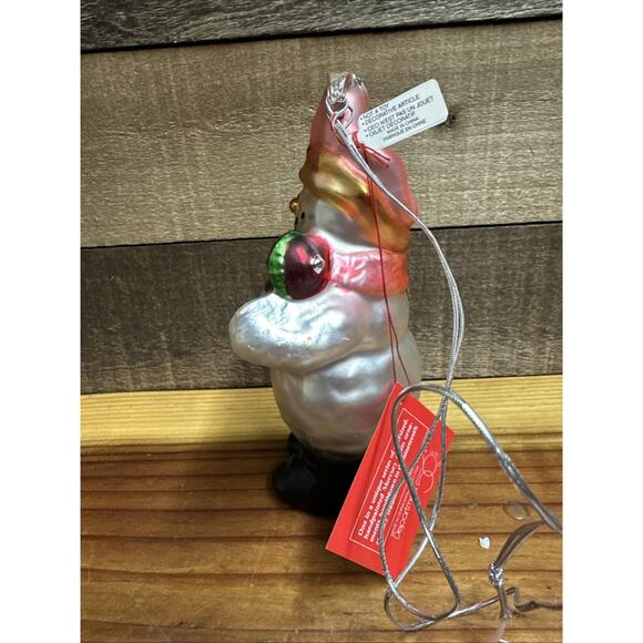 Vintage Dept 56 Snowman With Baby Handpainted Mercury Glass Ornament 7" -box - Picture 4 of 5